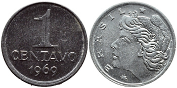 БРАЗИЛИЯ 1 СЕНТАВО 1969 KM 575.2 нержавеющая сталь 4392-1319