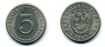 Панама 5 сентесимо 1967 KM 23.2 медно-никель 29-1256