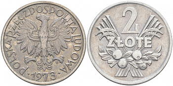 ПОЛЬША 2 ЗЛОТЫХ 1973 MW KM 46 алюминий 69-325