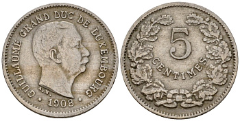 Люксембург 5 сантимов 1908 Вильгельм IV (1905-1912) KM 26 медно-никель 4602-353