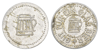 Германия жетон в 1 "стакан пива" ND диаметр 24 мм, вес 1,1 гр алюминий 4638-815