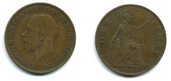 Великобритания 1 пенни 1934 Георг V (1910-1936) КМ 838, Spink 4055 бронза 4110-242