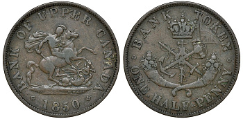 Канада 1/2 пенни 1850 Провинция Верхняя Канада KM Th2 медь 4139-224