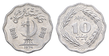 Пакистан 10 пайс 1974 KM 36 алюминий UNC 4650-932