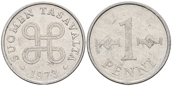 Финляндия 1 пенни 1973  KM 44a алюминий    4596-257