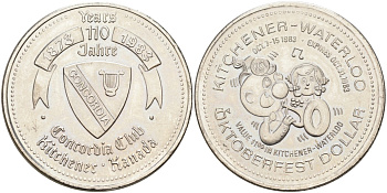 Канада жетон 1983 Souvenir dollar, 110 лет Concorfia, Kitchener-Waterloo, Octoberfest dollar никель 4590-843