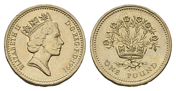 Великобритания 1 фунт 1991 Елизавета II (1952-2022) KM 946, Spink J4 никель латунь aUNC 4675-717