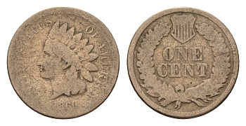 США 1 цент 1860 KM 90 медно-никель 4580-564