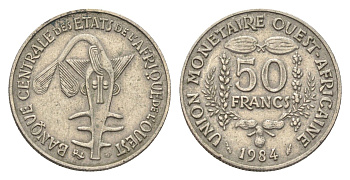 Западная Африка (ВСЕАО) 50 франков 1984 KM 6 медно-никель 4703-1234