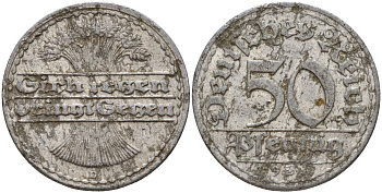 Германия 50 пфеннигов 1921 D KM 27, J. 301 алюминий 4187-835