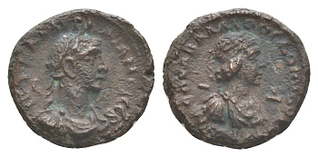 Римская Империя, Провинция Египет тетрадрахма 270-271 Аврелиан и Вабаллат, бюст Аврелиана/бюст Вабаллата, Александрия, (из старой нидерландской коллекции) Dattari 5422 биллон 1100-9-54