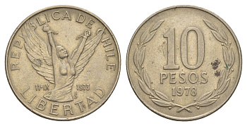 Чили 10 песо 1978 KM 210 медно-никель 4656-1033
