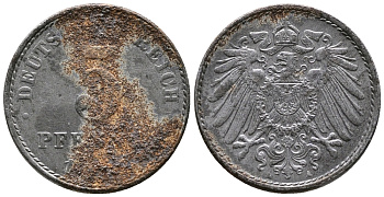 ГЕРМАНИЯ 5 ПФЕННИГОВ ND KM 19, J. 297 железо 39-313