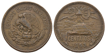 Мексика 20 сентаво 1953 KM 439 бронза 4597-1255