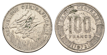 ЦАР 100 франков 1972 Центральная Африка KM 6 никель 4678-1126