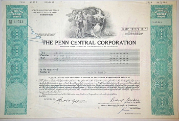 США, THE PENN CENTRAL CORPORATION 63 акции 1980 США бумага 00-00