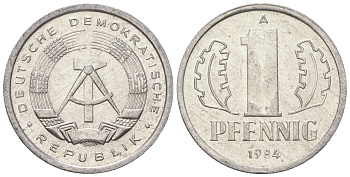 ГДР 1 пфенниг 1984 А KM 8.2 алюминий 4651-111