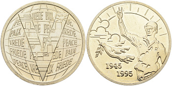 Европа жетон 1995 50 лет победы во второй мировой войне (1945-1995) медно-никель UNC 4587-643