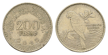 Колумбия 200 песо 2015 KM 297 медь цинк никель 4143-1146