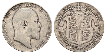 Великобритания 1/2 кроны 1909 Эдуард VII (1901-1910) KM 802, Spink 3980 серебро 443-1635