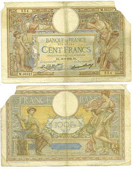 ФРАНЦИЯ 100 ФРАНКОВ 1932 18 АВГУСТА 1932 Pick 78b бумага 6262-17-2