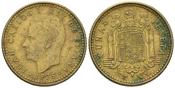 Испания 1 песета 1975 (78), Хуан Карлос I (1975-2014) KM 806 алюминиевая бронза 4618-416
