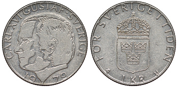 Швеция 1 крона 1979 Карл XVI Густав (1973- ) KM 852 медь плакированная медно-никелем 25-1914