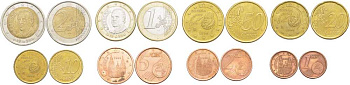 Испания евронабор из 8 монет 1999 1, 2, 5, 10, 20, 50 евроцентов, 1 и 2 евро KM 1040, 1041, 1042, 1043, 1044, 1045, 1046, 1047 биметалл N4-56