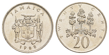 Ямайка 20 центов 1988 KM 48 медно-никель UNC 4652-616
