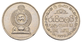 Шри-Ланка 1 рупия 1978 KM 136.1 медно-никель UNC 91-953