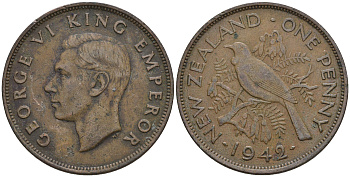 Новая Зеландия 1 пенни 1942 Георг VI (1936-1952) KM 13 бронза    4367-823