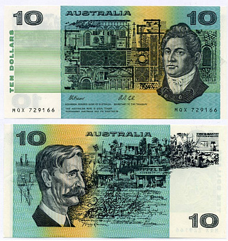 Австралия 10 долларов 1974-1991 Френсис Гринвей, signatures: Fraser & Cole Pick 45 g бумага UNC (пресс) 00-00