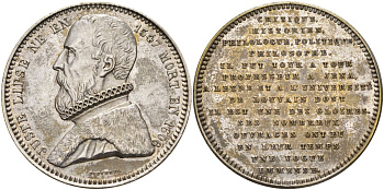 Бельгия медаль ND Джуст Липс (1547-1606), диаметр 34 мм., серебрение Schmidt 911 белый металл 1518-622