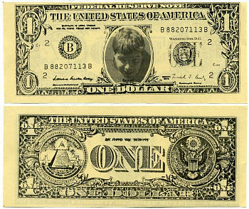 США 1 ДОЛЛАР ND СУВЕНИРНЫЙ, КСЕРОКС бумага UNC (ПРЕСС) 7203-26-3