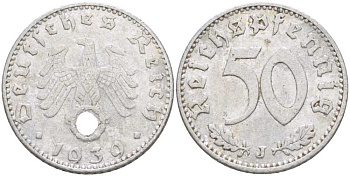 Германия 50 рейхспфеннигов 1939 J KM 96, J. 372 алюминий 210-557