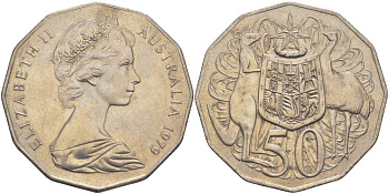 Австралия 50 центов 1979 Елизавета II (1952-2022), герб, кенгуру KM 68 медно-никель 107-121