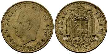 Испания 1 песета 1975 Хуан Карлос I (1975-2014) KM 806 алюминиевая бронза 4176-332