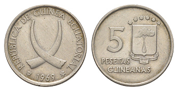 Экваториальная Гвинея 5 песет 1969 KM 2 медно-никель UNC 4617-117