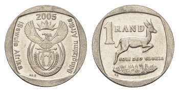 ЮАР 1 ранд 2005 KM 295 медь плакированная никелем 4627-436