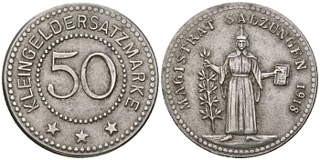 Зальцунген (Саксен-Майнинген) 50 пфеннингов 1918 Funck 466.3, Men05 22370.3, Men18 27982.3 железо 4586-826