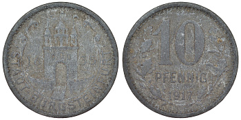 Германия, Бургштайнфурт 10 пфеннигов 1917 Северный Рейн-Вестфалия, нотгельд Funck 71.3 цинк 4119-1013