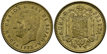 Испания 1 песета 1975 (78) Хуан Карлос I (1975-2014) KM 806 алюминиевая бронза 4138-1035