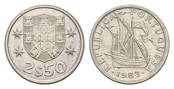 Португалия 2,5 эскудо 1983 KM 590 медно-никель 4651-822