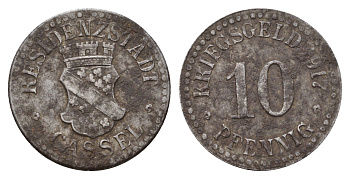 Кассель 10 пфеннигов 1917 Funck 78.4, Men05 4302.4, Men18 5464.4 железо 4114-437