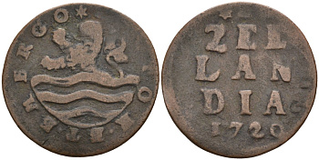 Зеландия (Zeeland), Нидерланды 1 дуит 1720 KM 75 медь 4577-153