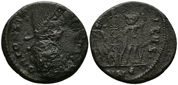 Римская Империя нуммий 337 - 340 Констант GLORIA EXERCITVS Никомедия fine RIC 14 бронза 1073-9-105