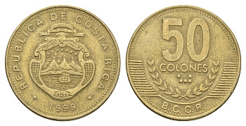 Коста-Рика 50 колонов 1999 год-тип KM 231.1 латунь 4663-1016