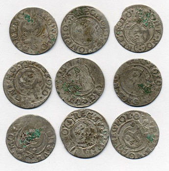 ПОЛЬША ЛОТ ИЗ 9 МОНЕТ В ПОЛТАРАК XVII век серебро M12-2-5