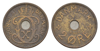 Дания 2 эре 1927 HCN, Кристиан X (1912-1947) KM 827 бронза 4639-722