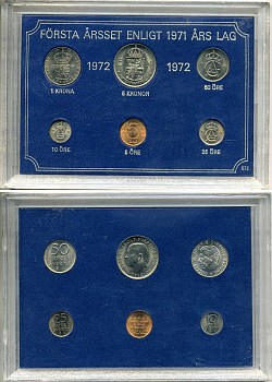 Швеция набор из 6 монет 1972 Густав VI Адольф (1950-1973), в пластике UNC 4-4-1-23